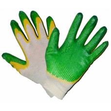 Перчатки рабочие зелёные двойной  облив.